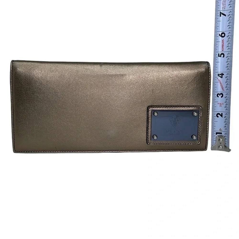 GUCCI Wallet Women's Gold Bronze Folding Magnetic Closure Dust Bag - Picture 11 of 16